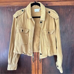 Lush mustard denim moto jacket